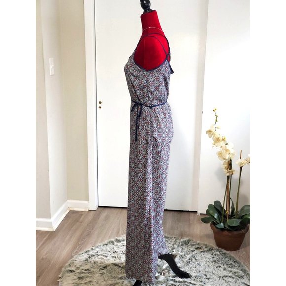 Sans Souci Kaleidoscope Jumpsuit Boho Pantsuit Wide Leg Side Zipper Size S 1142 - Picture 4 of 7
